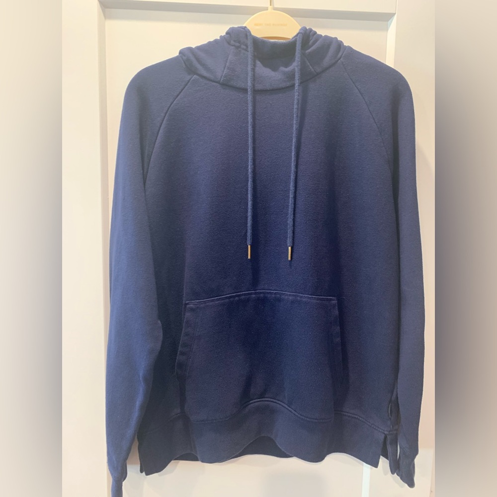 Navy high neck hoodie. Size large. - Picture 1 of 9